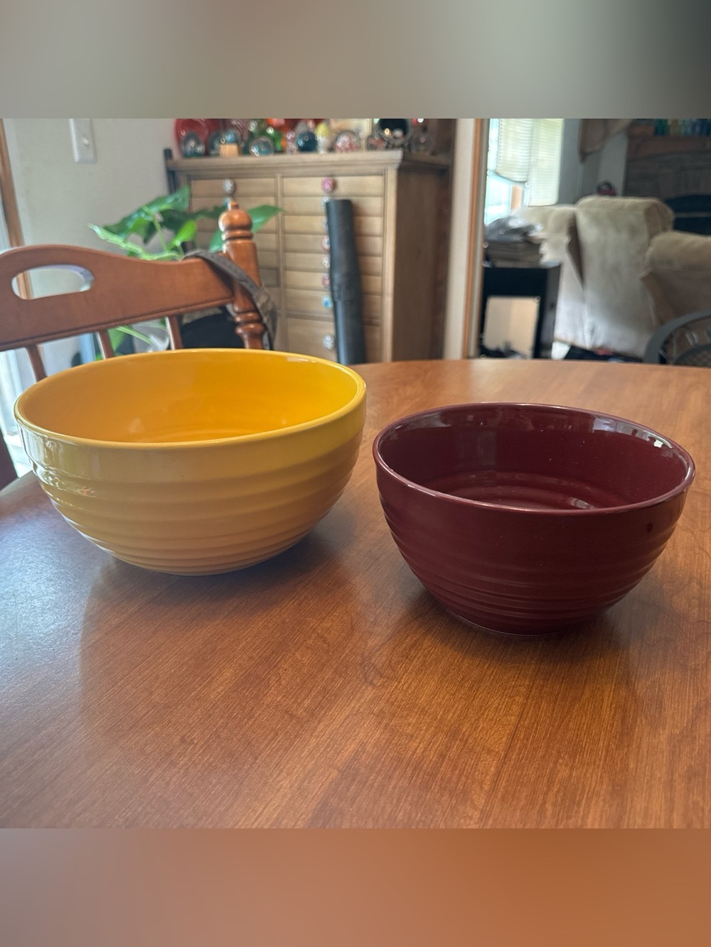 Ceramic Mixing Bowls Set - Yellow and Deep Red